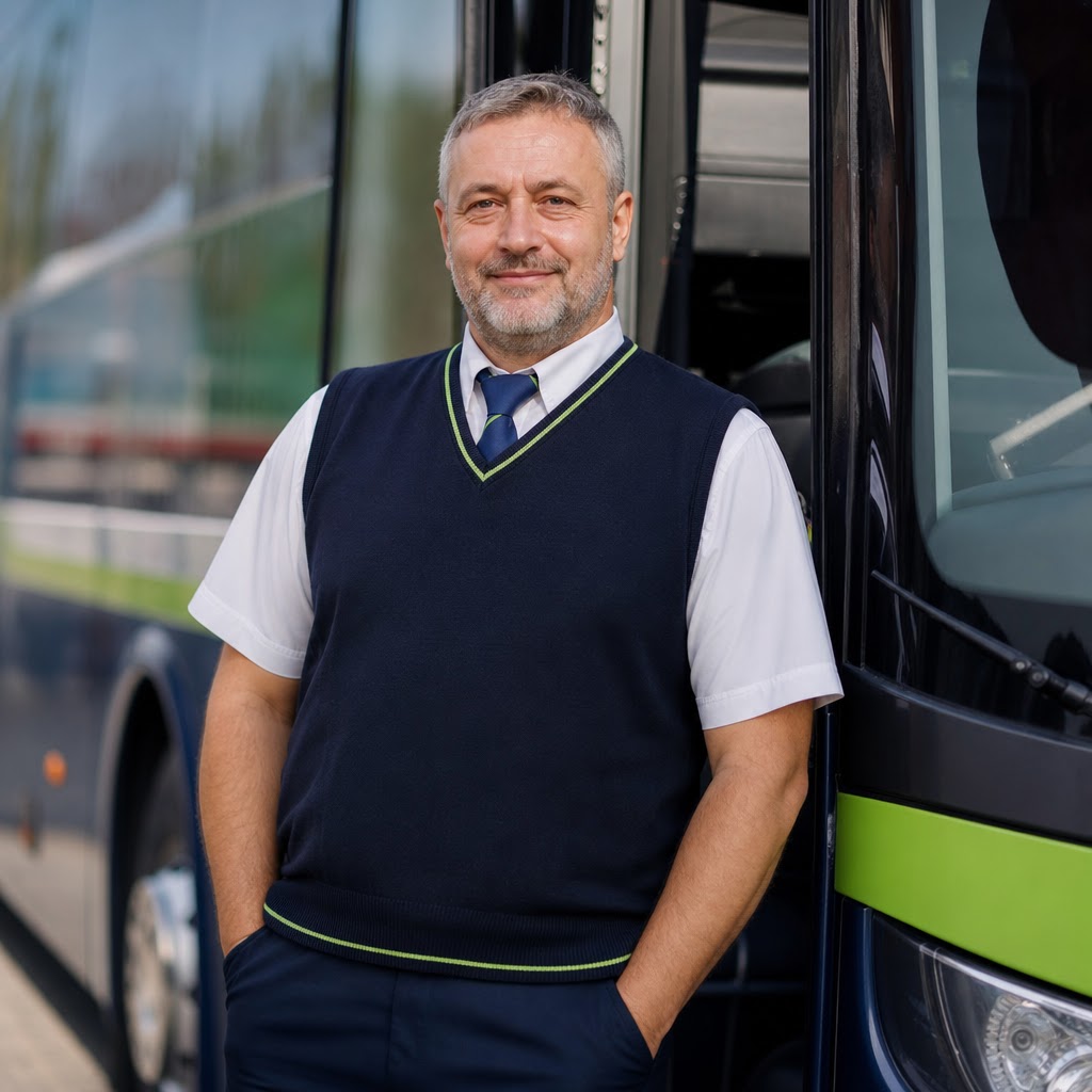 Vodič autobusu K-BUS pri dverách